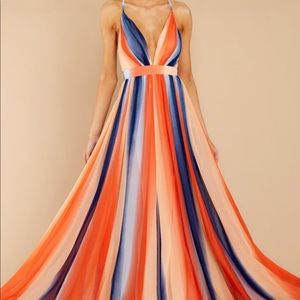 Bright, flowy,  striped maxi dress